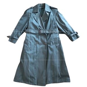 Worthington Vintage Women 3 Season Trench Long Coat Belted Long Size 10 P Green
